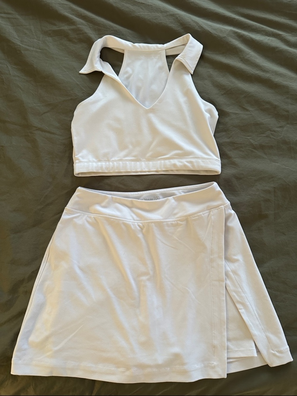 Outdoor Voices White Athletic Skirt and Crop Top